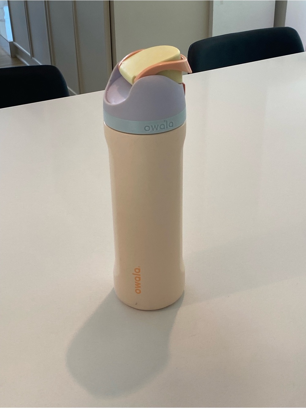 Owala Peach Pastel Stainless Steel Travel Bottle with Multicolor Lid